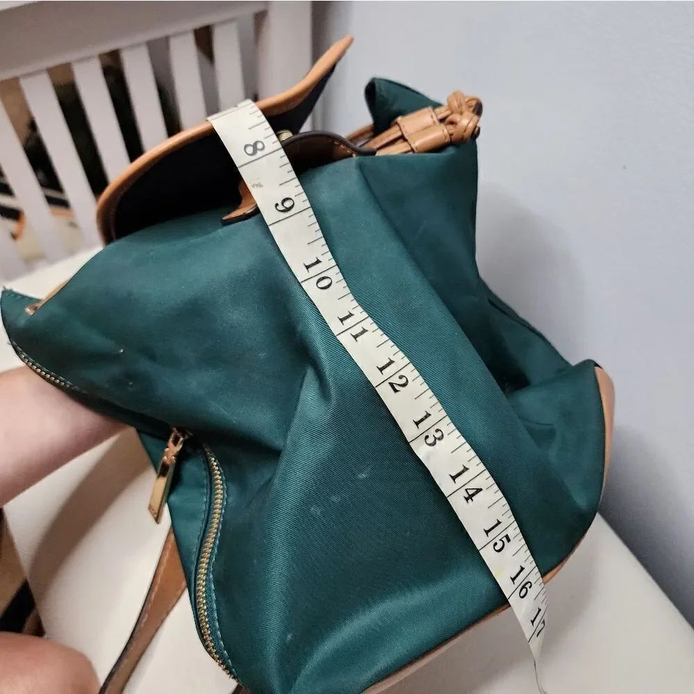 Tommy Hilfiger Julia Designer Green Nylon Small Drawstring Backpack Purse - Picture 7 of 10